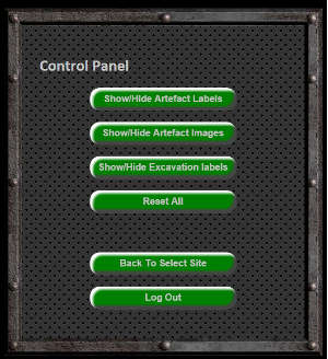 A screen shot showing the Gubb Display Site Control Panel