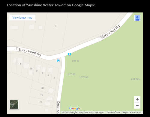 A screen shot showing the Gubb Display Site embedded Google Map