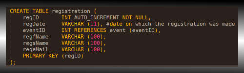 screenshot of actual code
